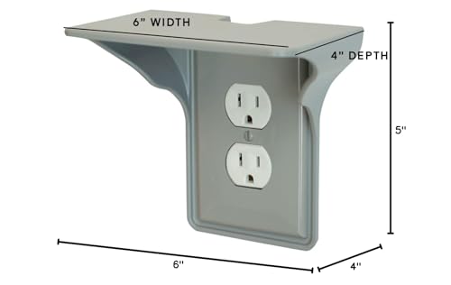 Power-Perch-Wall-Outlet-Shelf-Turn-Your-Outlet-into-a-Shelf-in-Any-Room-Great-for-Smart-Home-Devices-Cell-Phone-Remotes-Speakers-Alexa-Holder-Socket-Shelf-by-Storage-Theory-2-Pack-Gray