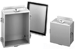 Hoffman A404NF J Box, NEMA 4, Clamp Cover, Steel, 4.00 x 4.00 x 3.00, Gray