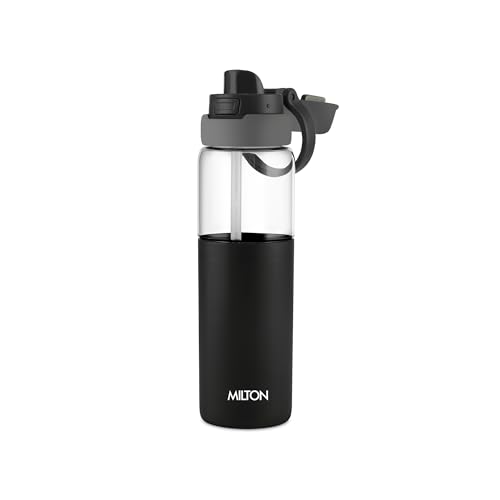 Image of MILTON Navi 800 2-in-1 Lid Sip or Gulp Water Bottle 800 ml | Sturdy Handle I BPA Free| Food-Grade | One-Touch Open | Leak-Proof | Ideal for Office, School, College, Gym, Black
