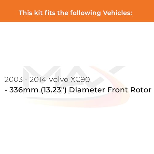 Image of Max Advanced Brakes Front Brake Kit Compatible With 2003-2011 2012 2013 2014 Volvo XC90 w /13.23 inch Diameter Front Rotor Replacement Premium OE Disc Brake Rotors and Ceramic Brake Pads
