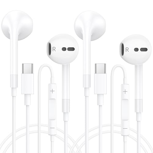 USB C Headphones for iPhone 16/17 Pro Max Earbuds with Microphone & Volume Control HiFi Stereo Type C Earphones for iPhone 15 Pro /Galaxy S23/S22/S21/S20, for iPad Pro Pixel 7/6/6a/5/4 One Plus 9 8