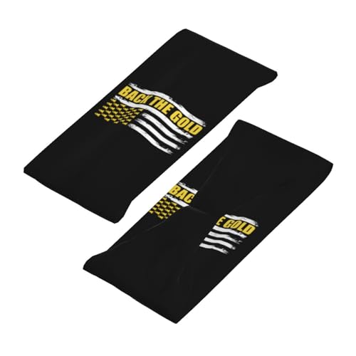 Back The Gold Childhood Cancer Awareness Flag Adjustable Sports Headband Moisture Wicking Sweatband for Running Workout4