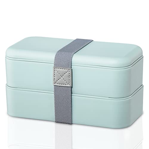 Xavax Lunchbox 2er Set, (Brotdose stapelbar, Lunchbox auslaufsicher, Brotzeitbox 2 Fächer für getrennte Zutaten, je Bento Box 500 ml, Vesperdose für Schule, Büro, Arbeit, spülmaschinenfest) blau