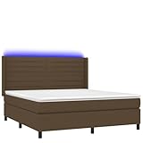 SKM Boxspringbett mit Matratze & LED Dunkelbraun 180x200 cm Stoff,86,29 KG,3138416,Color: Braun
