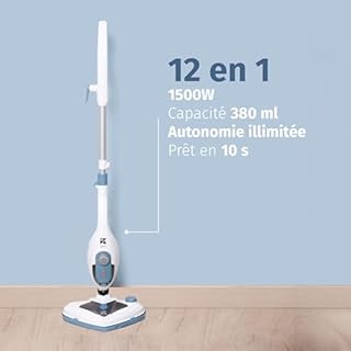 Di4 SteamClean Multi 12 ProMax, Balais Vapeur Multifonction 12 en 1, 1500W, Élimine 99,9% des virus et bactéries, Steam Cleaner ECO Sans Détergents, Nettoyeur Vitre, Nettoyeur Vapeur Canapé