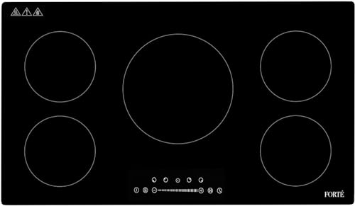 Forte F36NDC4505B 36 Inch Electric Induction Cooktop with 5 Elements, Pan Presence Sensor, Hot Surface Indicator, Hot Surface Indicator, Timer, Induction Technology in Black