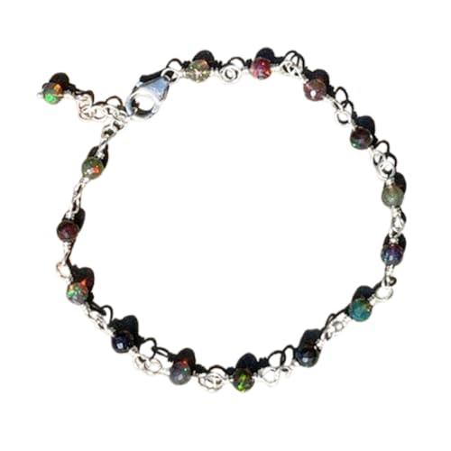 Bracelet opale noire éthiopienne de 4 mm le cadeau mixte idéal avec fermoir argent