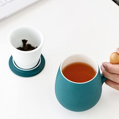 Mug Poignée de Mugs avec Filtre de Couvercle créatif Simple Maison Bureau Maison de thé thé Oolong thé Solide os Chine Chine Tasses Tasse à thé (Color : Zen Wind Black)