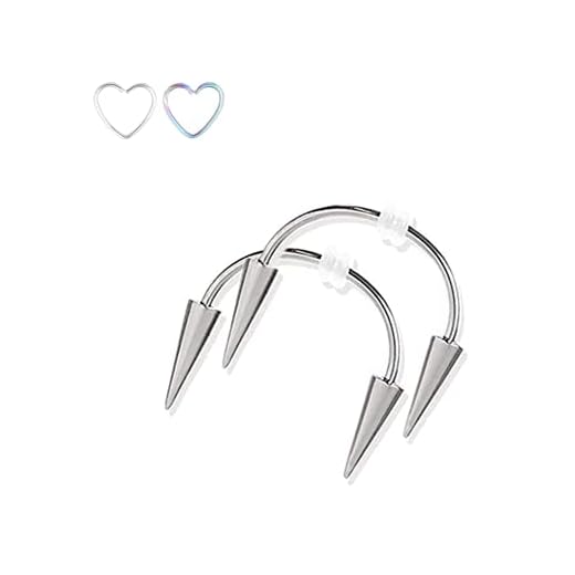 BSKM Rostfritt stål leende läpp tiger tänder spik vampyr piercing smycken, vampyr läpppiercing, smiley piercing tiger tänder 2 st