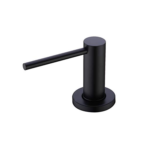 TUTEW Built in Soap Dispenser for Kitchen Sink, Matte Black Countertop Stainless Steel Pump Head, Kitchen Sink Soap Dispenser with 17OZ PET Lotion Bottle
