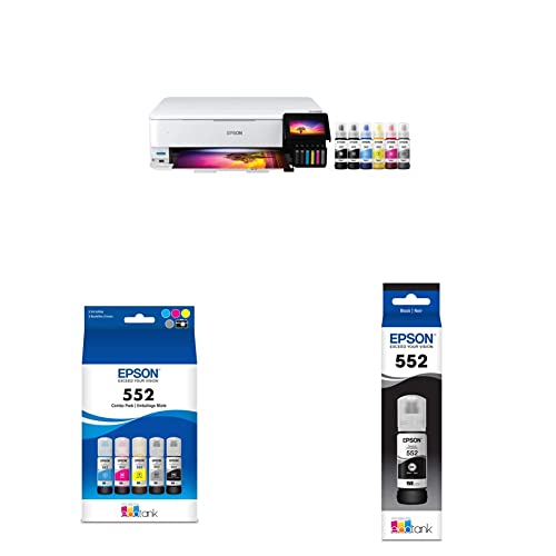 Image of Epson EcoTank Photo ET-8550 Wireless Wide-Format All-in-One Supertank Printer & T552920 High Capacity Bottle Ink & Epson Claria ET Premium T552020 Bottle Ink - Black