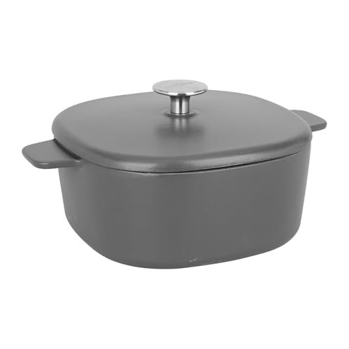 Sitram 716936 Cocotte Carrée en fonte émaillée 3 Litres - L 21.5 cm l 21.5 cm H 9 cm - Extérieur et Intérieur noir mat - bouchon en inox - toutes sources...