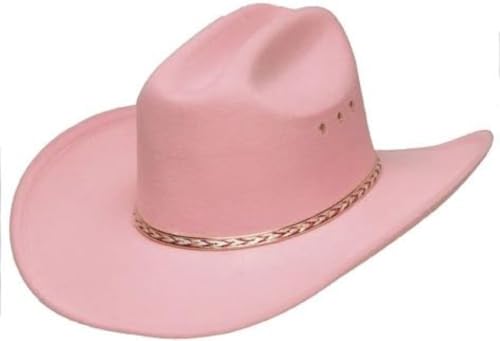 Pink Faux Felt Western Cattleman Hat - Kid Elastic One Size