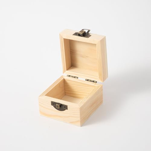 Image of 24 Pack 2.7X2.7X2in Small Unfinished Wooden Boxes for Crafts Supplies, Paintable Wood Treasure Chests for Jewelry and DIY Projects