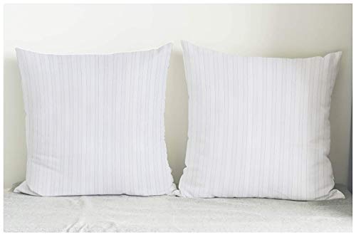 Image of Cloth Fusion Microfiber Sofa Cushion Fillers, White, 18x18 inch, Set of 5 | Satin Striped Soft Cushion, 18 inch x 18 inch Pillow For Sofa, hypoallergenic, Hollow microfibre fill, Fluffs Up in 24 Hrs