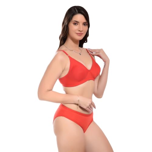 Image of SGC Women Cotton Blend Lingerie Set||Lightly Padded Wirefree Bra & Panty Set||Bridel Set for Women & Girls
