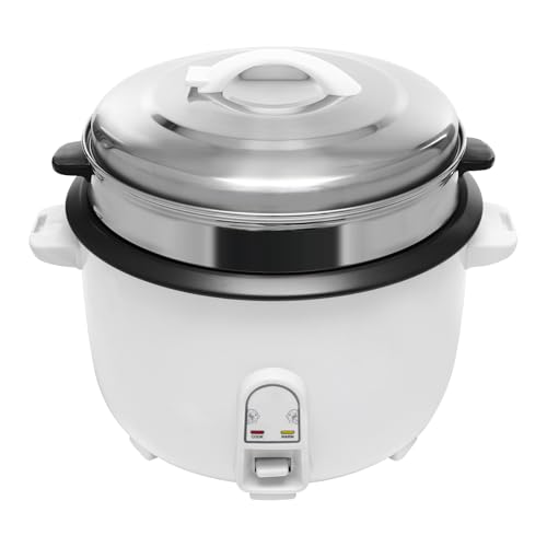 Arrocera a vapor, 13 L, grande, con revestimiento antiadherente, 1900 W, olla eléctrica con tapa vertical para familias, reuniones