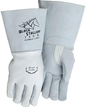 Black Stallion (750 Premium Grain Elkskin Stick Glove with Nomex Lined Back, Thumb Strap, Extra Thick, Kevlar Stitching, Flame and Abrasion Resistance, Large, Pearl White - Image 4