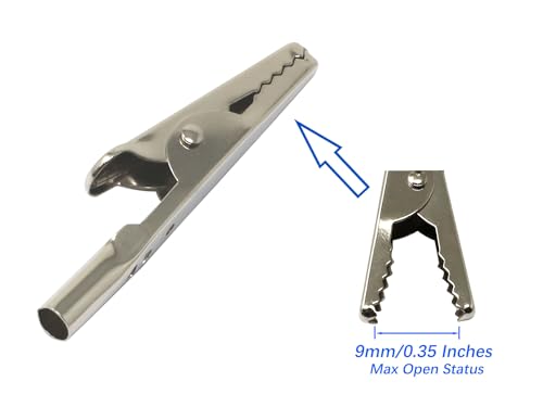 Image of iExcell 100 Pcs 2 inch /51mm Steel Alligator Clips Crocodile Clamps,Silver Tone Nickel Plated, Come in a Plastic Case