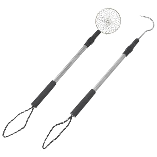 ZUNOXAZ Sand Sifter Kit with Telescopic Aluminum Rods Removable Mesh Scoop and Hook for Beach Shell Scooping Sand Sieving Rock Hunting Portable Beach Treasure Hunting Tools