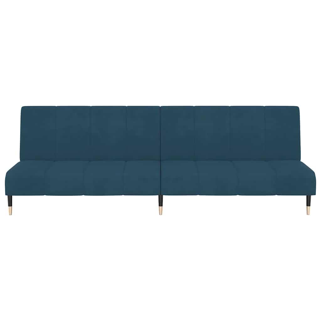 Sofa do spania 2-osobowa, niebieska, aksamitna rama drewniana, 200 x 84,5 x 69 cm, wygodny mebel tapicerowany do salonu i pokoju gościnnego, rozkładana kanapa i łóżko, idealna do relaksu i