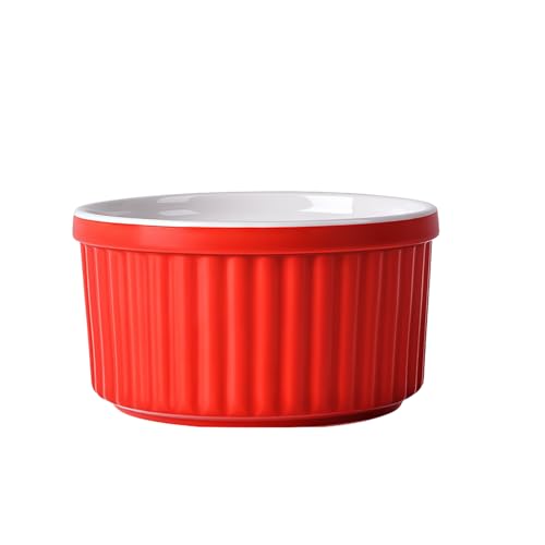 Ramekins - Ramekins - Ramequines para horno de 6 onzas, cuencos de ramekin, platos de soufflé de crema brulee (rojo, juego de 1)
