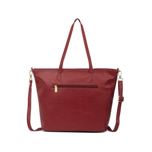 Image of Caprese Ostrich Large Tote Bag for Women with Adjustable & Detachable Starp | Stylish Shoulder & Handheld Bag | Fits Up to 16 Inch Laptop | Durable, Multi-Compartment Design for Work &Travel