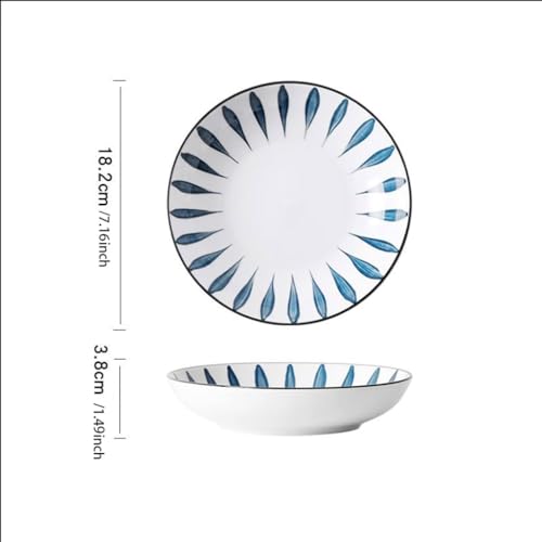 Bols à pâtes en céramique sous glaçure | Lot de 10 assiettes creuses de style chinois pour la maison