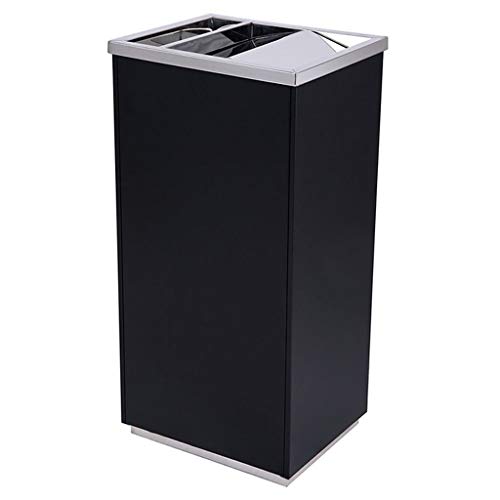 NYKK Basurero Reciclaje Bote de Basura al Aire Libre/Interior del tirón, Acero Inoxidable, Capacidad Grande, Conveniente for la Alameda del Hotel Basurero Cubo de Cocina (Color : Black)