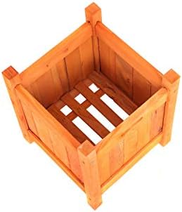 Oypla Small Garden Wooden Square Flower Planter Ornamental Plant Pot