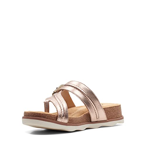 Clarks Brynn Madi Flat Sandal, Rose Gold Leather, 9.5 Medium #TOP6