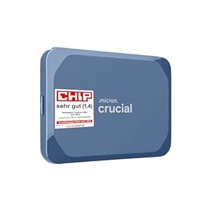 Crucial X10 8TB Externe SSD Festplatte, bis zu 2.100MB/s, USB-C 3.2 Gen2, IP65 Wasser- und Staubgeschützt, Portable SSD für Mac, PC, Smartphone und Spielkonsole, Blau matt - CT8000X10SSD9-02