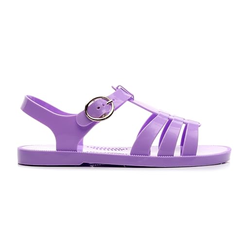 Image of Toddler Sandals Jelly Shoes Girls Unisex Boy Flat Retro Slides Clear Kids Water Slippers Slingback Summer Beach Size 8 Adjustable Buckle Glitter Dress Soft