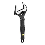 QUARKZMAN Llave Ajustable 8' Juego De Llaves De Acero Aleado Llave Universal Mordaza De Apertura Ancha Fosfatado Para Reparaciones De Fontanería Y Extremos, Negro