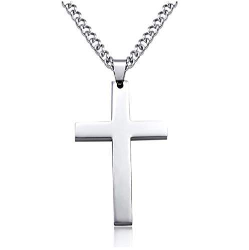 ROSTIVO Cross Necklace Pendant for Women and Men Cross Chain Gift (Silver)