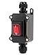 QWORK® IP65 wasserdichter Inline-Kabelschalter mit roter Kontrollleuchte, 220V 30A, DPST-Wippschalter, Dual-Positions Ein/Aus Wippschalter