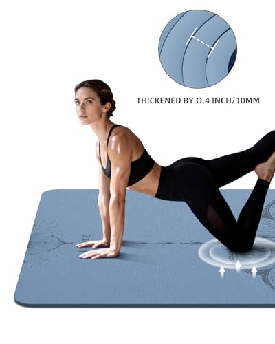 Image of Large Yoga Mat (75.5 inchx47.6 inchx0.4 inch)Extra Wide & Thick 10mm | Non-Slip Exercise Mat, High-Density TPE Mat for Yoga Pilates & Home Gym Workouts
