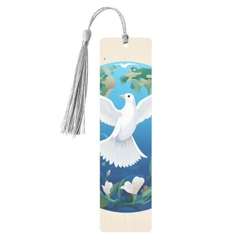 しおり 木製しおり 穴とタッセル付き 木製タグ Peace on Earth 木製クラフト しおり ヴィンテージ しおり オーナメント 木製ブックマーク 女性用 男性 本好きの方 ギフト グレー