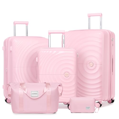 Image of LARVENDER Luggage Sets Carry On 5 Piece Set Suitcase Hardshell Expandable