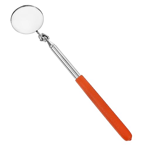 FUNOMOCYA 1 PC Telescopic Inspection Mirror Auto Round Mirror Vehicle Checking Mirror Telescoping Mirror Vehicle Inspection Mirror with Light Car Inspection Mirror Cars Rubber Sleeve Orange