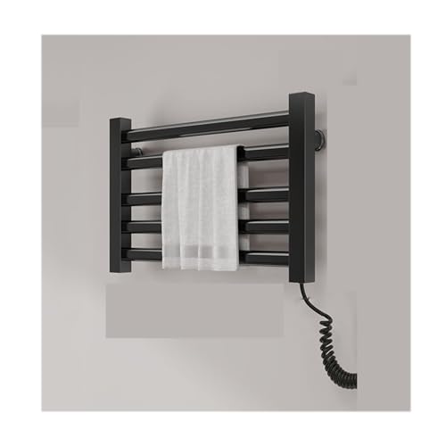 WRJAHCG Eficiencia Energética Secatoallas Electrico Pared,Calentador De Toallas Accesorios De Baño,Toallero Electrico Baño Pequeño,Negro,Plug in Right