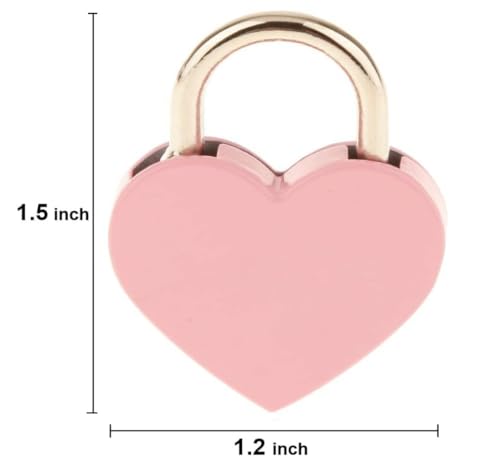 Image of 1 pcs Metal Heart Shaped Polished Padlock with Skeleton Key Replacement Handbag Bag Wedding Bow Lock Jewelry Box Storage Box Lock Diary Book (Pink-1 pcs)