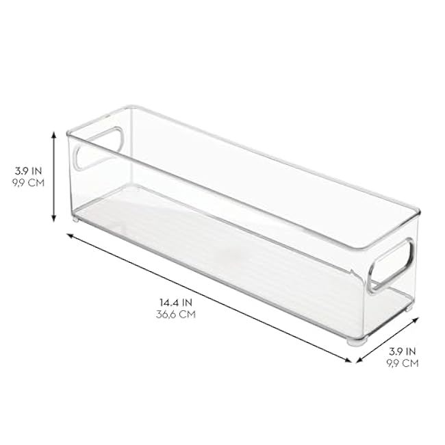 iDesign Stackable Fridge Bin with Handles - Ideal for Freezer or Pantry, Set of 3, Clear, Made in USA