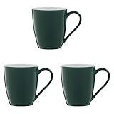 AMBITION Kaffeetasse dunkelgrün 370 ml Aura Green Porzellanbecher für Kaffee Tee Cappuccino Spülmaschine & Mikrowelle (Packung mit 3)