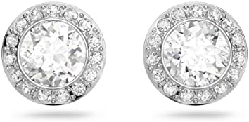 SWAROVSKI Women's Angelic Stud Pierced Earrings, Rhodium Finish, Clear White Crystal