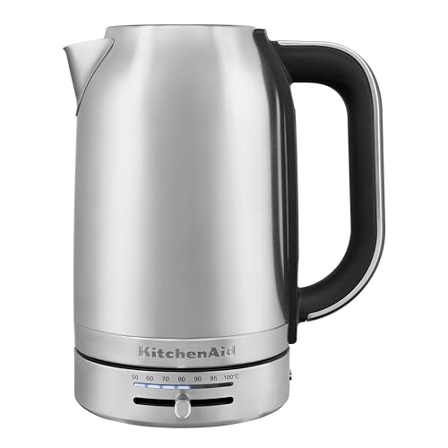 KitchenAid Bouilloire Électrique avec Temperature Réglable de 50 à 100°C - 5KEK1701ESX - Vintage Design en Inox - Avec Filtre Anticalcaire Amovible - Capacité de 1,7 L - 2400W - Couleur Inox