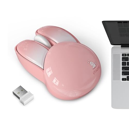 Generisch Ratón inalámbrico de conejo, 2,4 G, ratón silencioso, compatible con 3 botones, diseño ergonómico para PC, portátil, ordenador para niños, niñas, Pascua