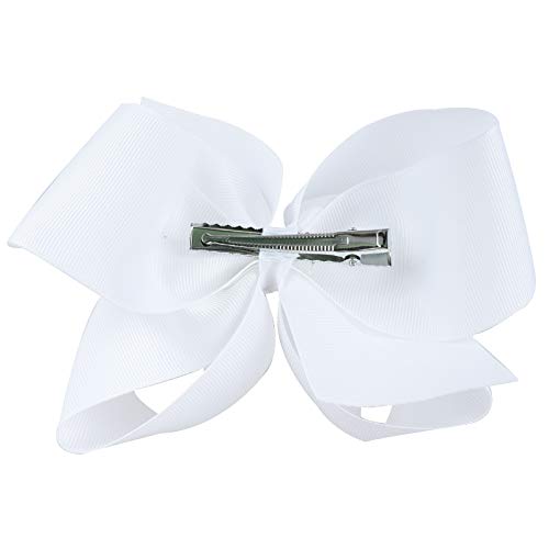 Deeka 16 Pcs 4" Hand-Made Hair Bow Grosgrain Ribbon Solid Color Hair Bow Alligator Clips Hair Accessories For Little Teen Toddler Girls -White #TOP4