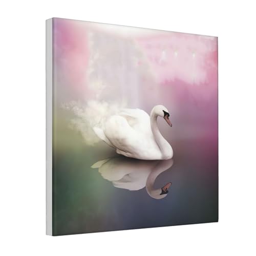 Toile cygne blanc haute définition - Cadre d'art mural moderne premium 40,6 cm
