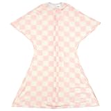 SleepingBaby Zipadee-Zip Transition Swaddle - Cozy Baby Swaddle Blanket with Zipper Convenience - Roomy Wearable Blanket for Easy Diaper Changes - Pink Check, Medium (6-12 Month)